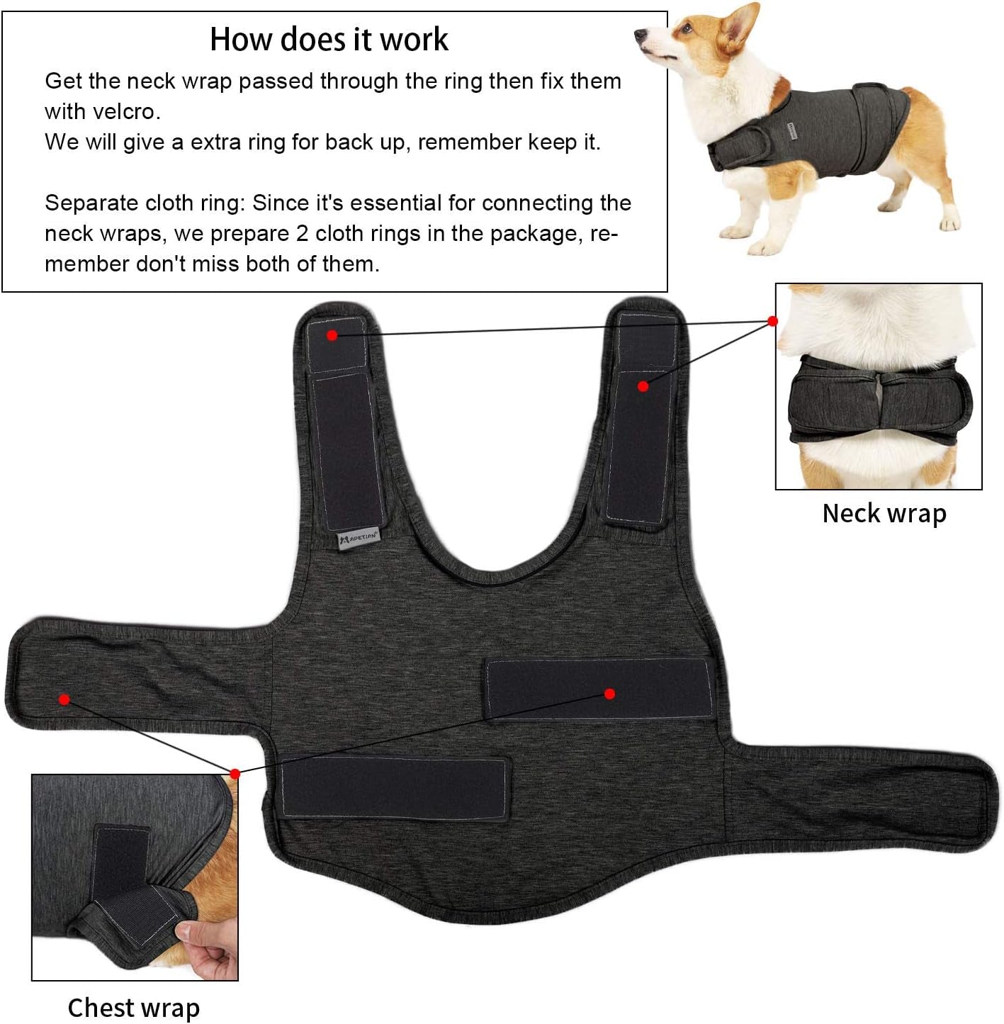 Anxiety Vest for Dogs Thunder Jacket Calming Shirts for Dogs Anxiety Jacket Dog Compression Vest Calming Wrap (A1-Dark Grey, X-Small)